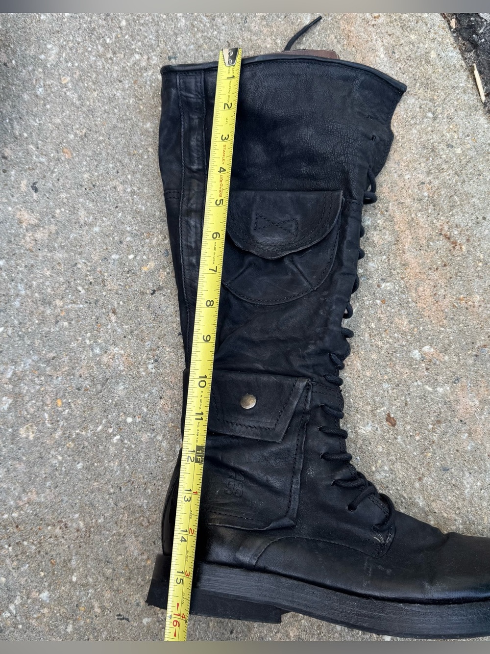 A.S. 98 Black Leather Laced Tall Bolts Women’s Size 39 US 8.5 - 9 Zip Up Pocket - Picture 12 of 13